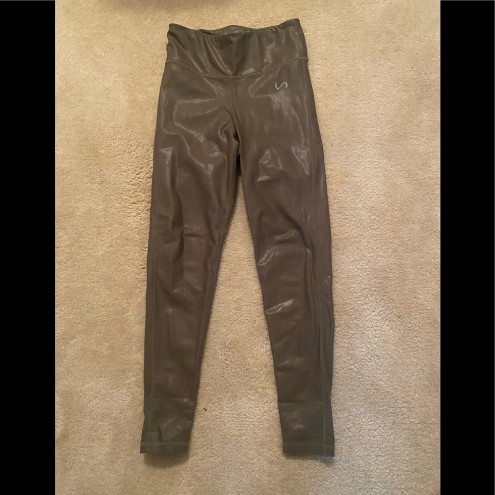 TLF iridescent leggings. Olive. Size XS.
